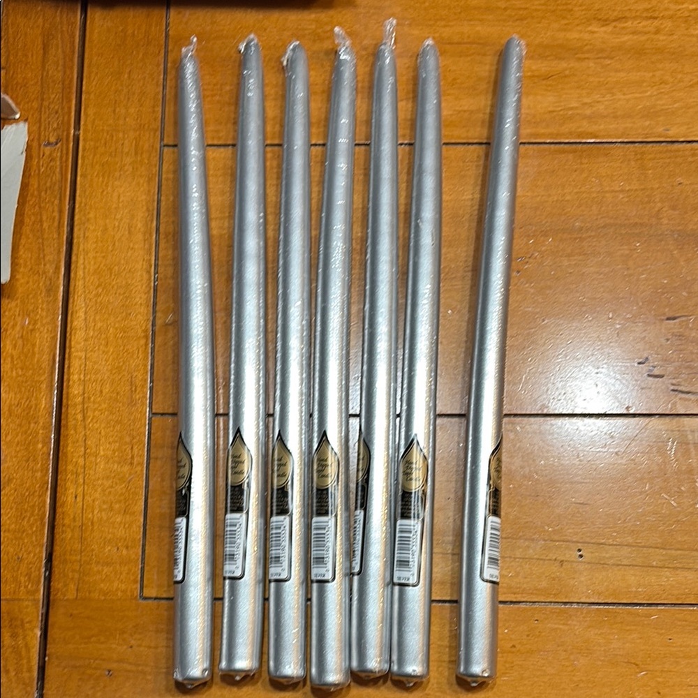 NWT Silver 14.5” Elegant Taper Candles, Group of 7